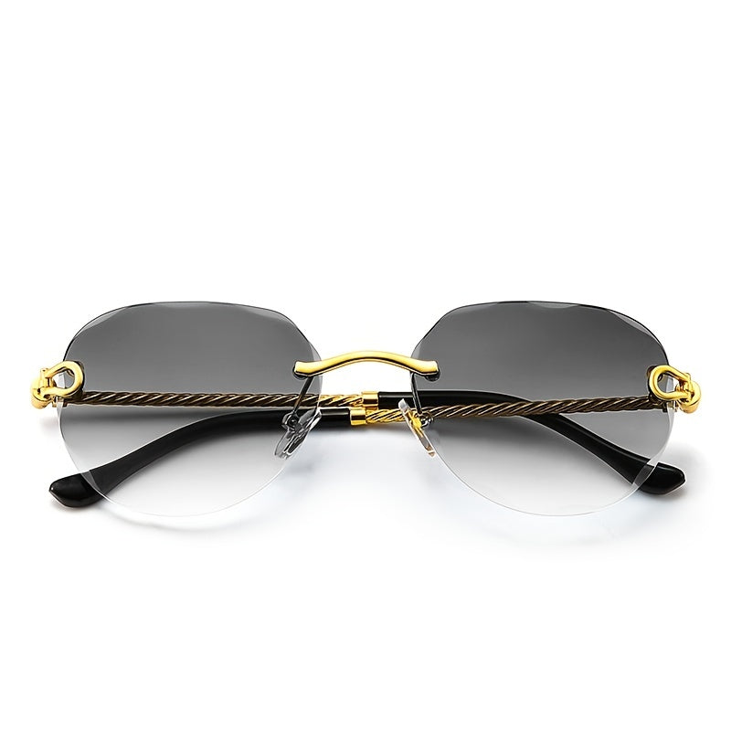 Vintage Frameless Pilot Zinc Alloy Sunglasses