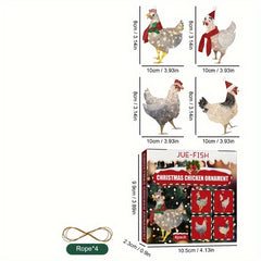 4pcs Christmas Scarf Chicken Pendant Set Christmas Hanging Decorations