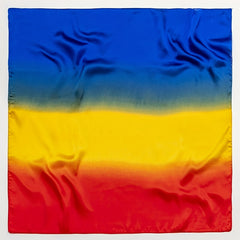 Silk Block Bandana Yellow Red Gradient Square Scarf Head Wrap Hair Accessories