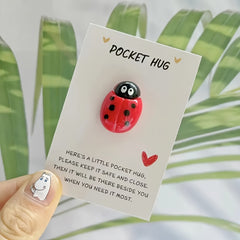 Ladybug Pocket Hug Token with Inspirational Card - Encouragement Gift