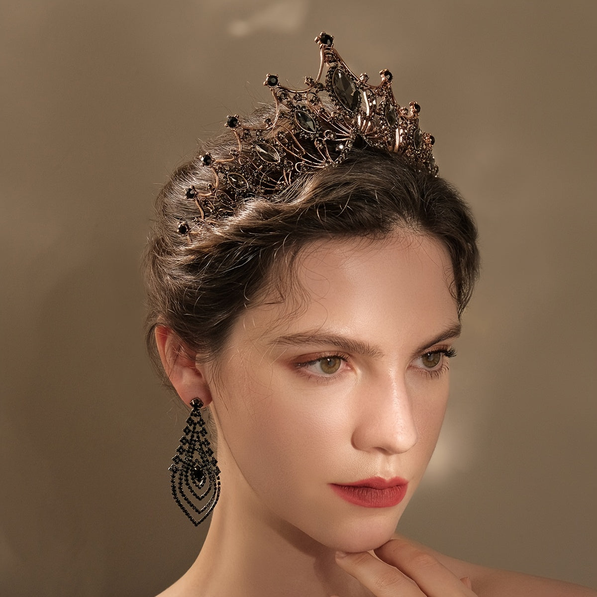 Baroque Crown Bridal Crystal Tiara Crown Gothic Wedding Headpiece Vintage
