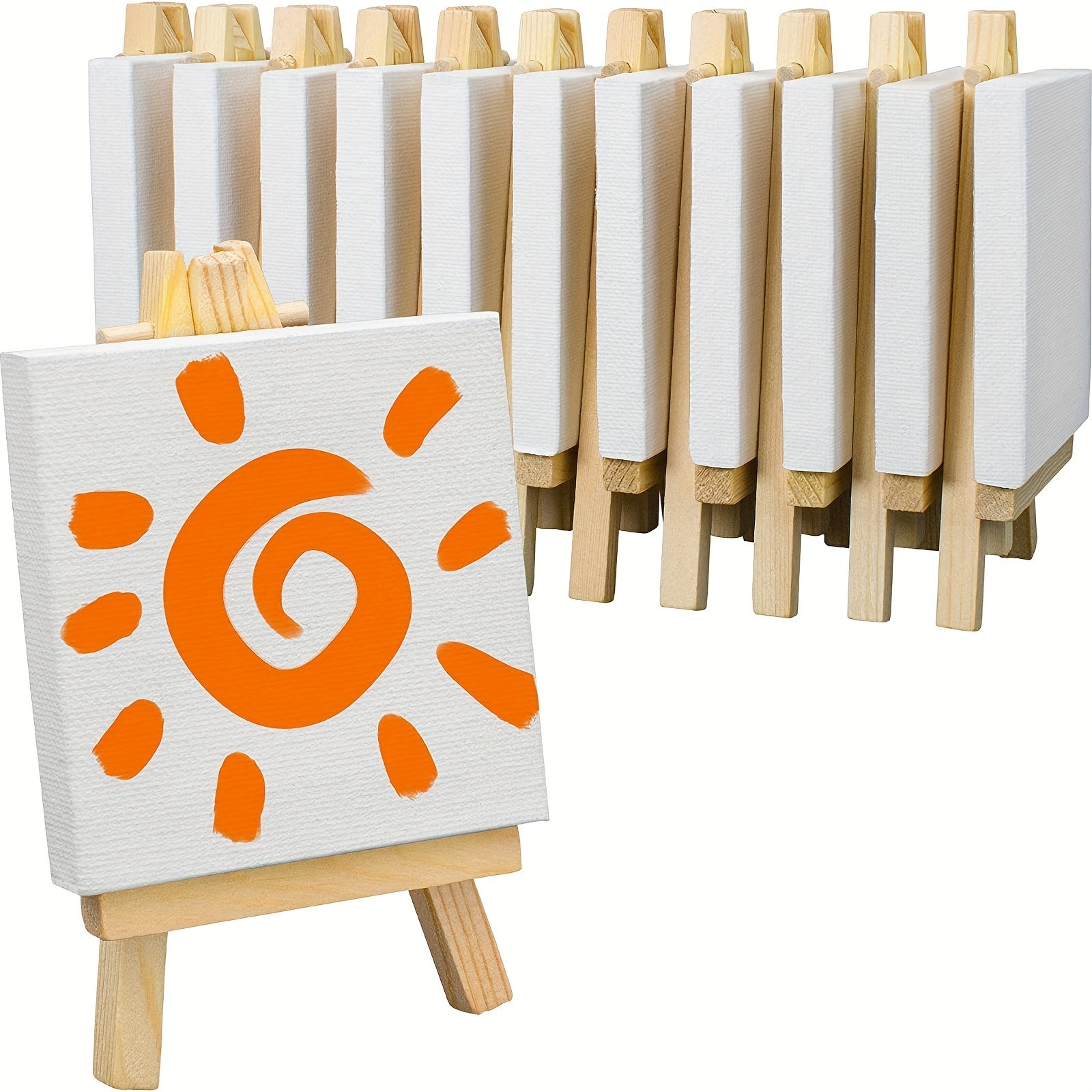 3pcs Mini Canvas Easel Set 7.62x7.62cm Stretched Blank Panels for Painting