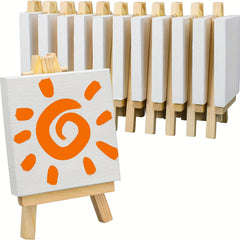 3pcs Mini Canvas Easel Set 7.62x7.62cm Stretched Blank Panels for Painting