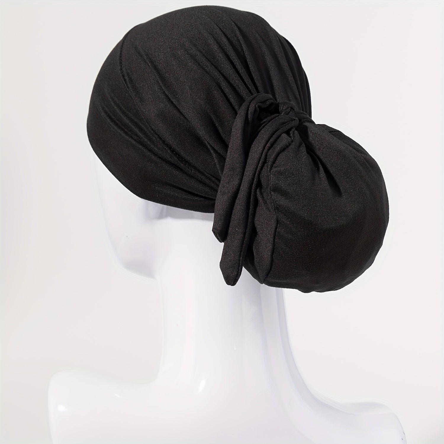 Solid Tied Turban Cap Long Hair Head Wrap Casual Hijab Head Scarf