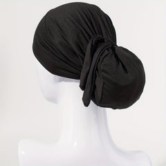 Solid Tied Turban Cap Long Hair Head Wrap Casual Hijab Head Scarf