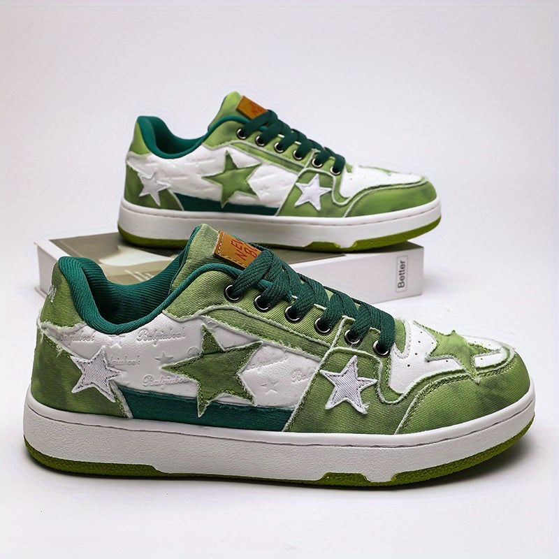 Men's Mesh Star Distressed Canvas Skate Shoes