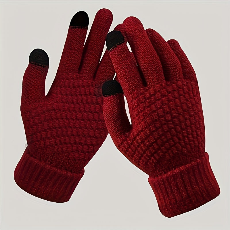 Winter Touch Screen Gloves Stretchy Knitted Fu