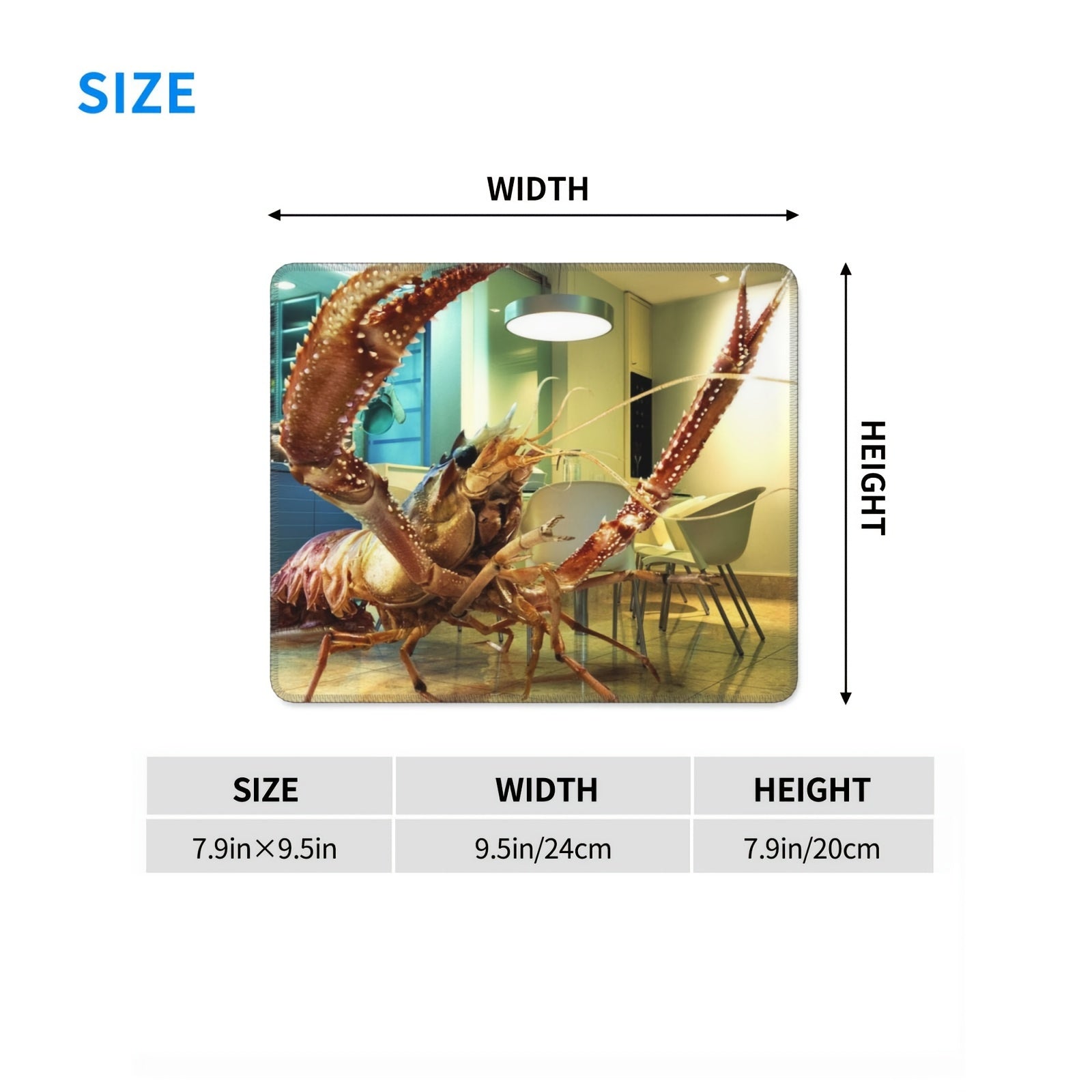 Lobster Pattern Rectangular 20x24cm Mouse Pad for Games & Office, Smooth Surface