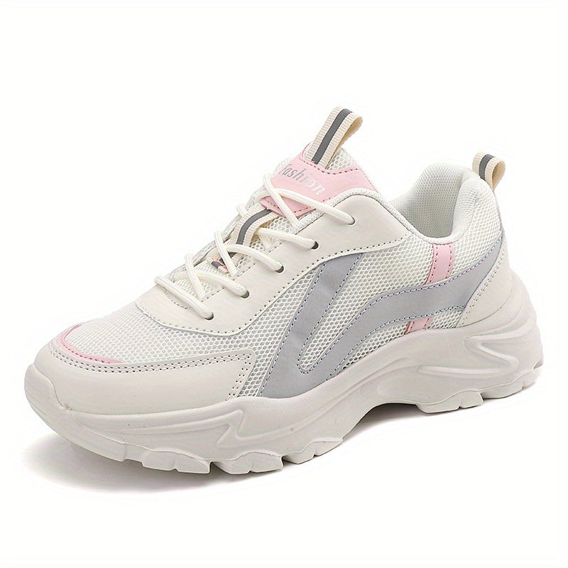 Women's Chunky Lace-Up Mesh Sneakers Thick Sole Platform Dad Shoes