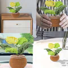 Hand Woven Bamboo Potted Crochet Yarn Kit with English Manual