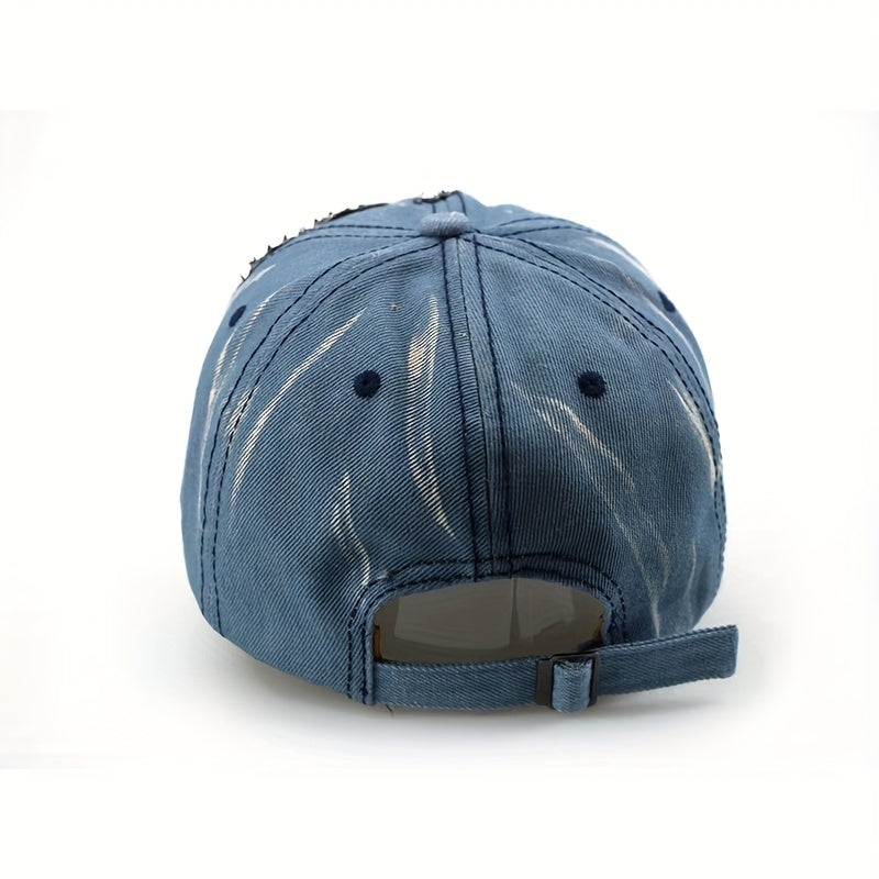 Rhinestone Butterfly Patch Baseball Cap Y2K Washed Distressed Sun Hat