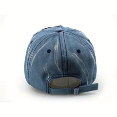 Rhinestone Butterfly Patch Baseball Cap Y2K Washed Distressed Sun Hat