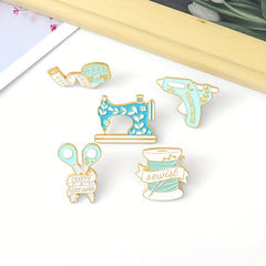 Scissors Needle Brooch Sewing Machine Tape Measure Alloy Drop
