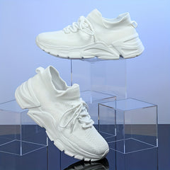 Women Mesh Panel Knit Sneaker Slip On Low Round Toe Breathable Shoes