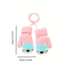 Kids Cartoon Knit Gloves Double Layer Outdoor Warm Gloves