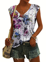 Floral Print V-Neck Tank Top for Women