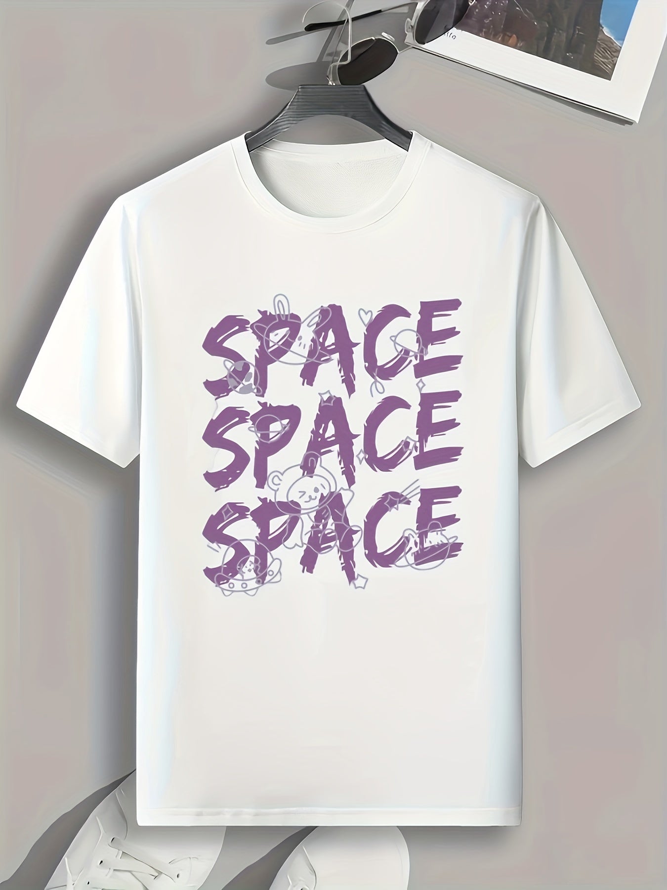SPACE Print Men's Graphic T shirt Casual Comfy Tees For Summer Mens Clothing