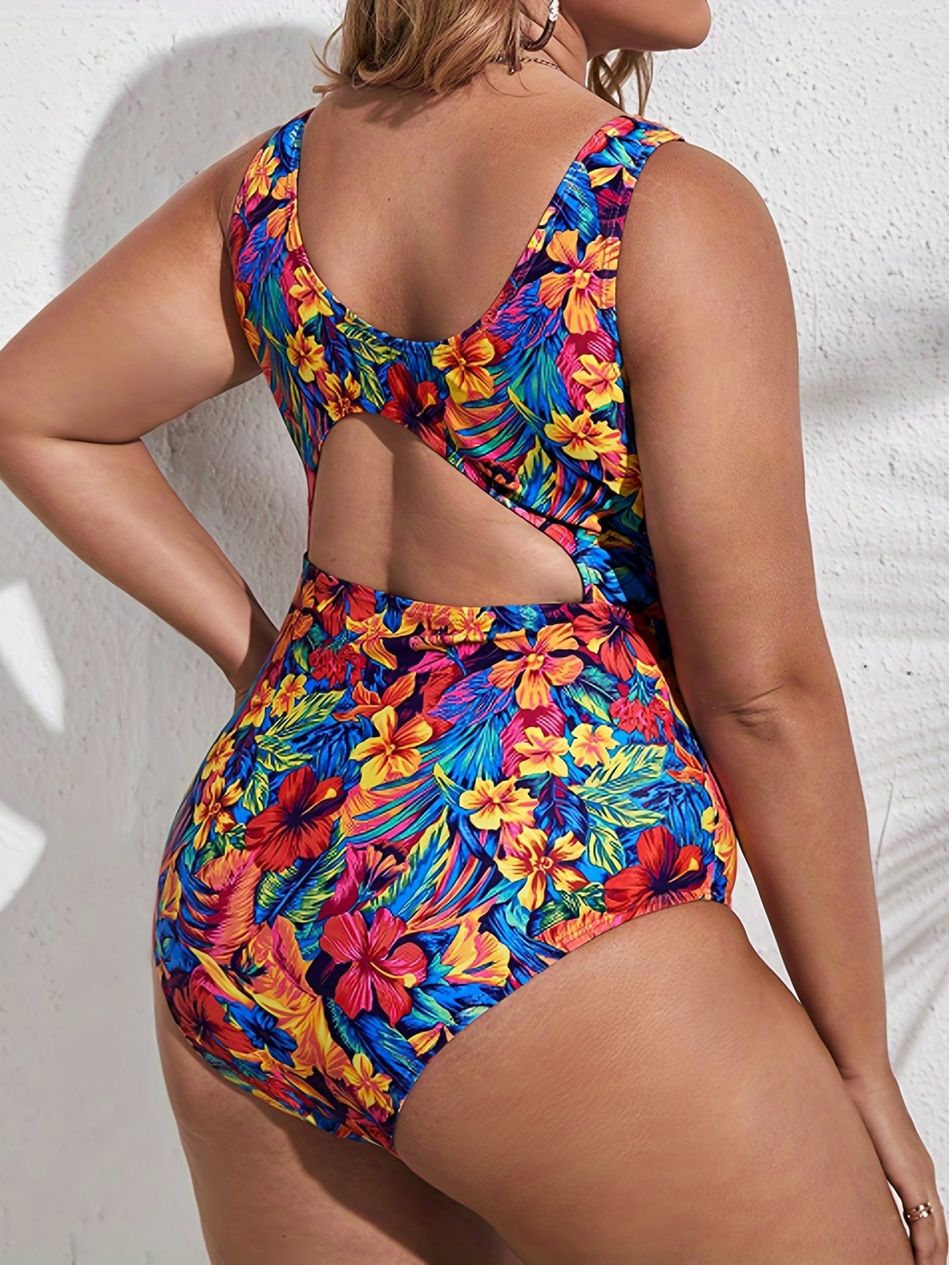 Floral Print One Piece Bikini Plus Size Boho Swimsuit