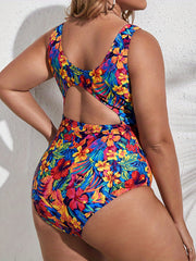 Floral Print One Piece Bikini Plus Size Boho Swimsuit