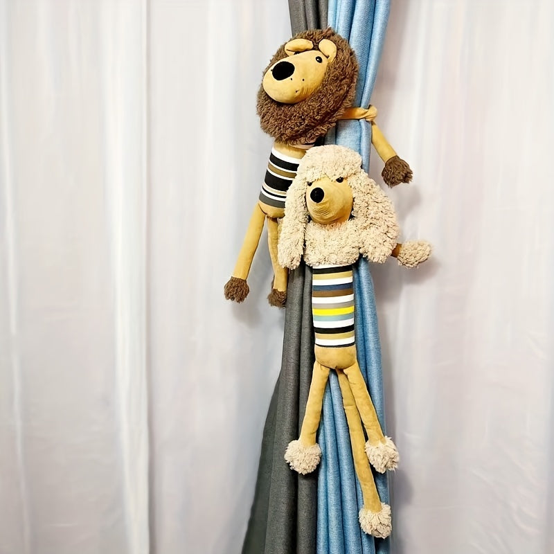 2pc Cartoon Curtain Buckle Tiebacks Lion And Giraffe Plush Animal Curtain Holdba