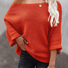Off Shoulder Ribbed Long Sleeve Sweater