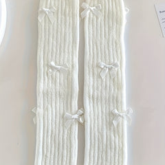 Bow Knitted Leg Warmers & Knee High Socks Women's Stockings