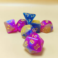 7pcs Dazzling Tri Apricot Purple Polyhedral Dice Set