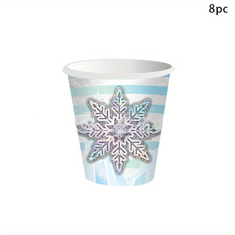 Snowflake Party Tableware Set - Plates, Cups & Napkins for Birthdays