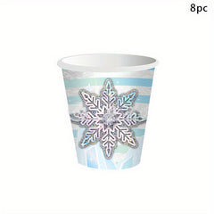 Snowflake Party Tableware Set - Plates, Cups & Napkins for Birthdays