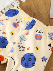 Baby Boy Cartoon Graphic Pullover Top Pants Set Pajama Set