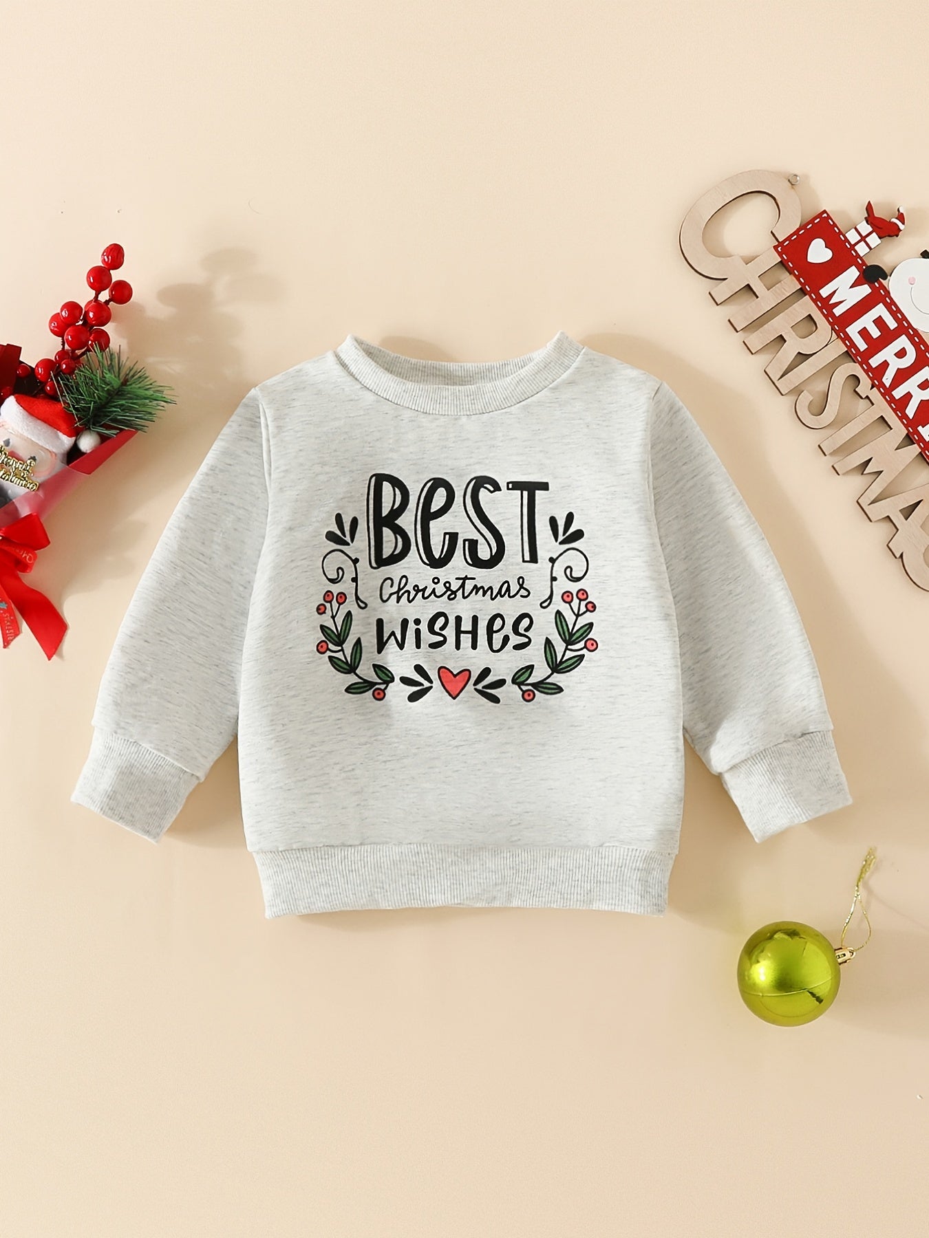 Baby Christmas Sweatshirt Kids Round Neck Casual Pullover Top