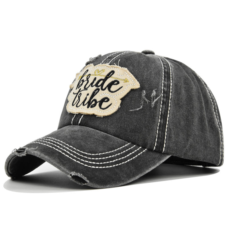 Letter Embroidery Patch Baseball Distressed Washed Vintage Sports Hat