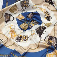 Bag Print Square Scarf Satin Neckerchief Bandana Silk Head Wraps