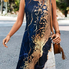 Marble Print Sleeveless Tank Dress for Women