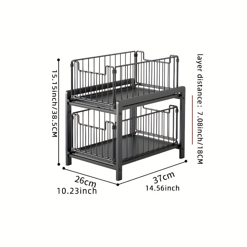 1pc Layer Sink Storage Rack with Pull out Cabinet