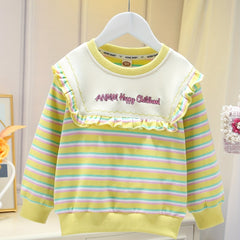 Girls' Striped Crew Neck Sweatshirt Pullovers for Casual Outfit