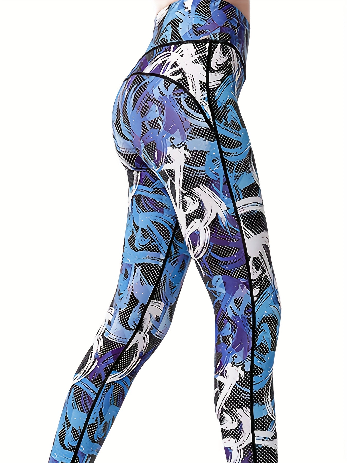 Graffiti Print High Waist Yoga Pants