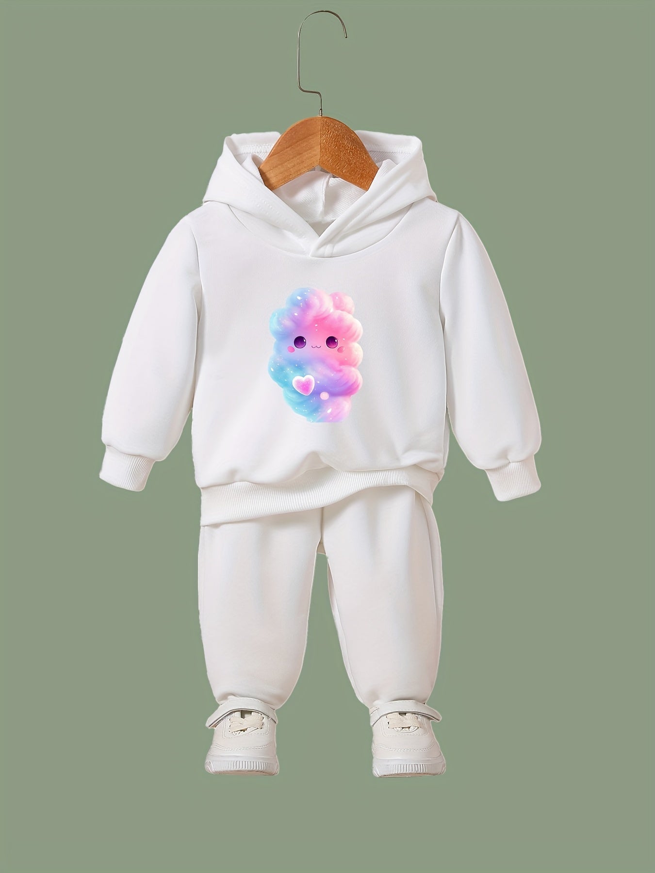 Cartoon Cloud Print Hoodies Pants Set Kids Spring Fall Sports Gift