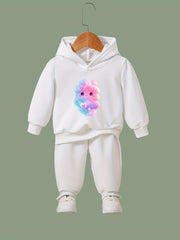 Cartoon Cloud Print Hoodies Pants Set Kids Spring Fall Sports Gift