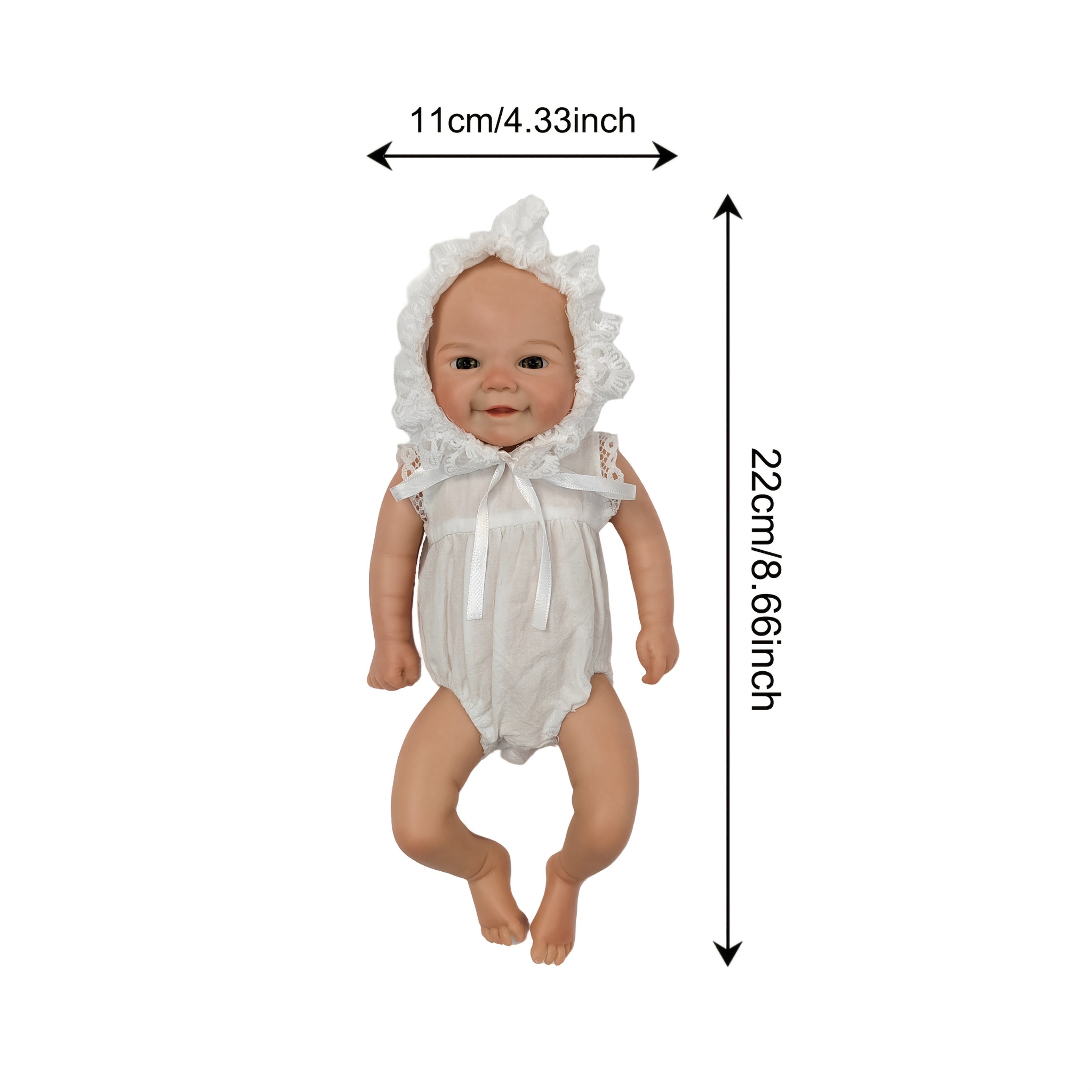 13" Vivienne Girl Reborn Doll Full Body Silicone Open Mouth Lace Hat Dress