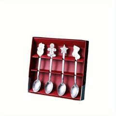 4pcs Christmas Stainless Steel Spoon Set & Gift for Home/Outdoor