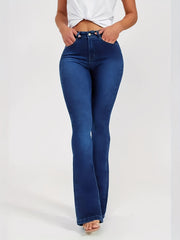 Women's High Stretch Flared Jeans Slim Fit Wide Legs Denim Pants