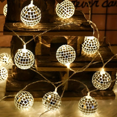 LED Mirror Ball Light String Bar Party Christmas Decoration