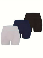 3 Pack Plus Size Sports Shorts Set Women's Plus High Waisted Workout Shorts