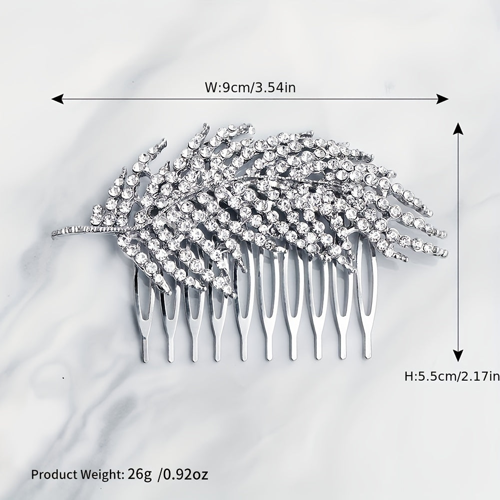 Rhinestone Leaf Hair Comb Bridal Wedding Headwear Hair Styling Accessory