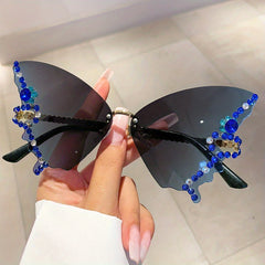 Y2K Butterfly Sunglasses Rhinestone UV400 Sun Shades
