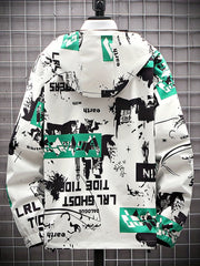 Graffiti Bear Windbreaker Reversible Jacket Men's Zip Jacket