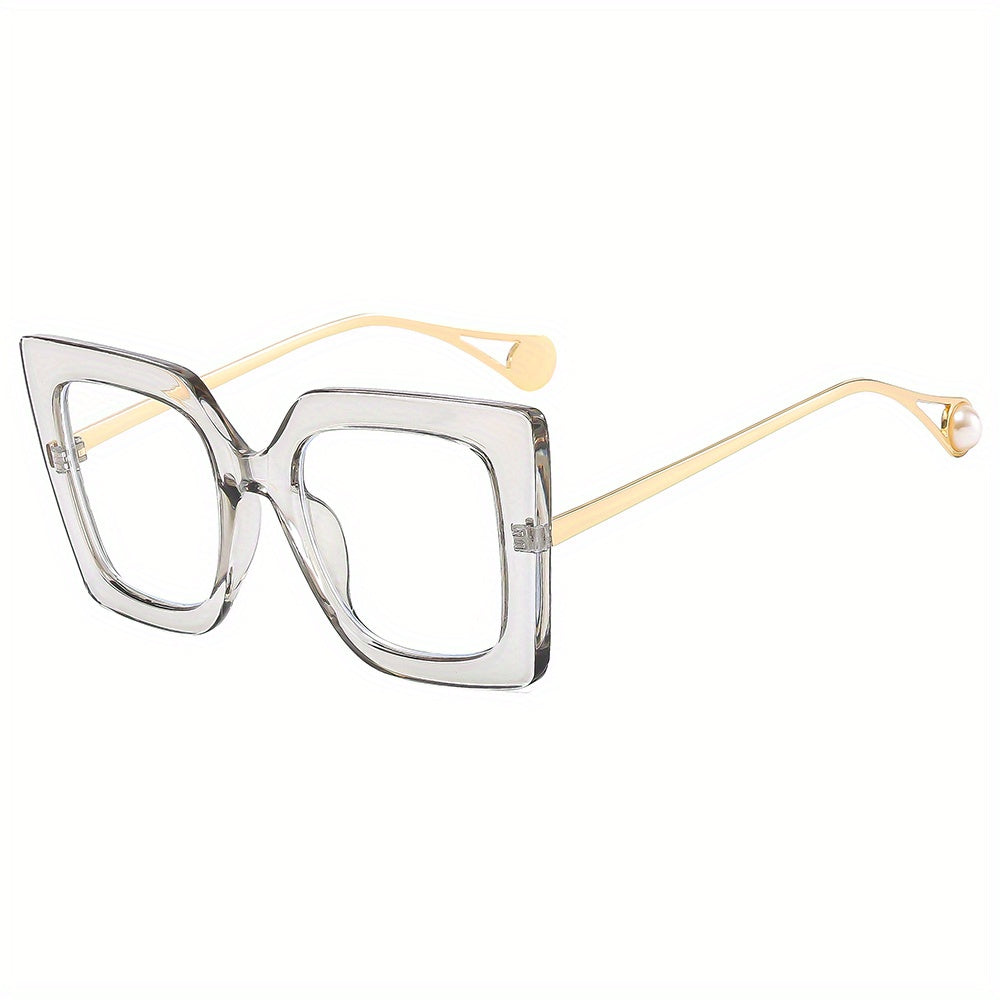 Oversized Square Cat Eye Glasses Vintage Clear Lens Print Frame Eyeglasses