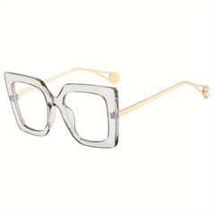 Oversized Square Cat Eye Glasses Vintage Clear Lens Print Frame Eyeglasses