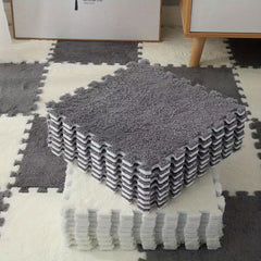 12pcs Plush Puzzle Foam Floor Mat Bay Window Mat Seat Mat Square
